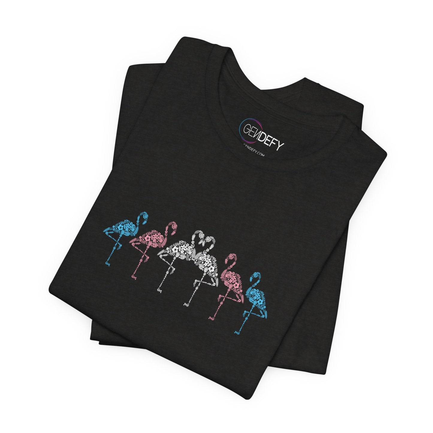 Transgender Pride Floral Flamingos | T-Shirt
