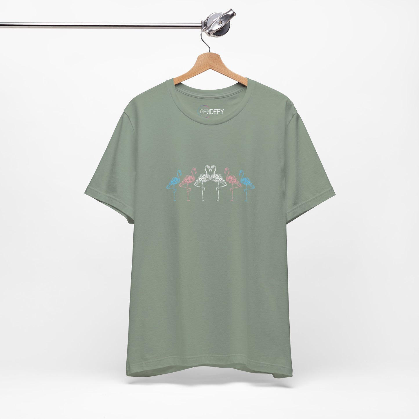 Transgender Pride Floral Flamingos | T-Shirt