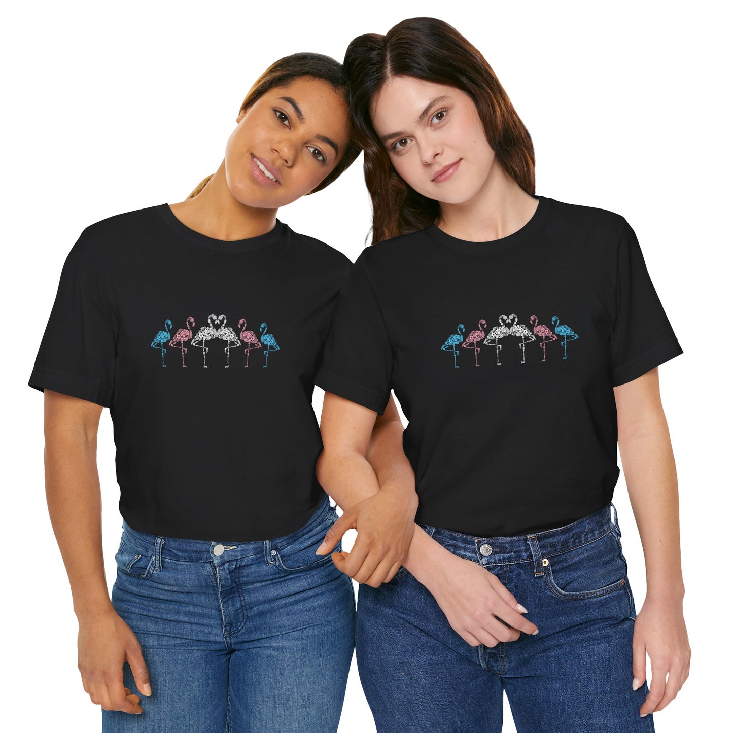 Transgender Pride Floral Flamingos | T-Shirt