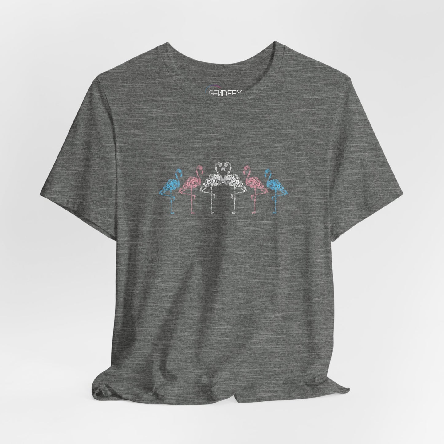 Transgender Pride Floral Flamingos | T-Shirt