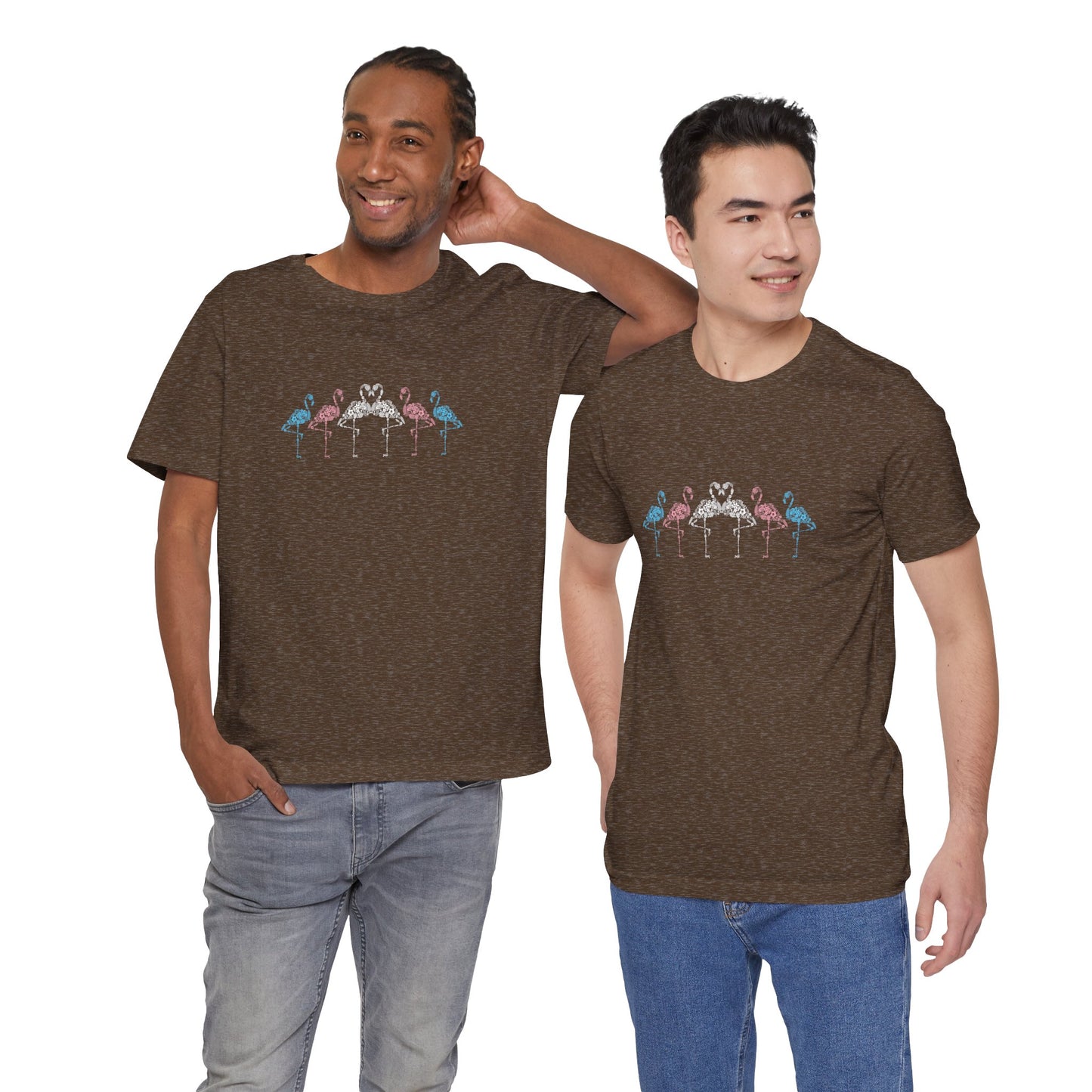 Transgender Pride Floral Flamingos | T-Shirt