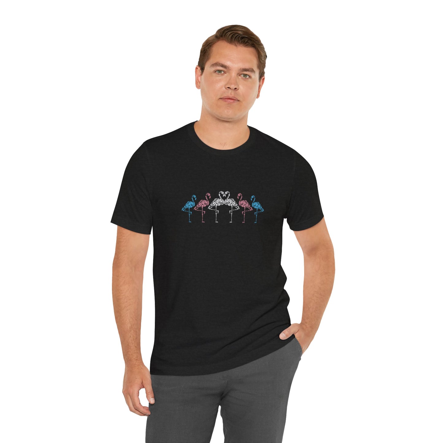 Transgender Pride Floral Flamingos | T-Shirt
