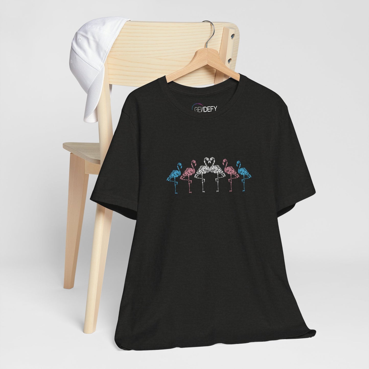 Transgender Pride Floral Flamingos | T-Shirt
