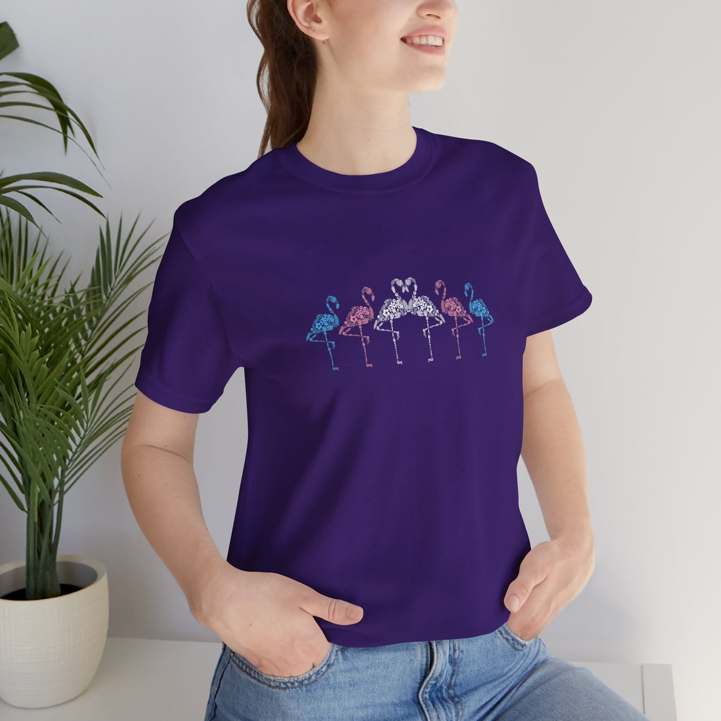 Transgender Pride Floral Flamingos | T-Shirt