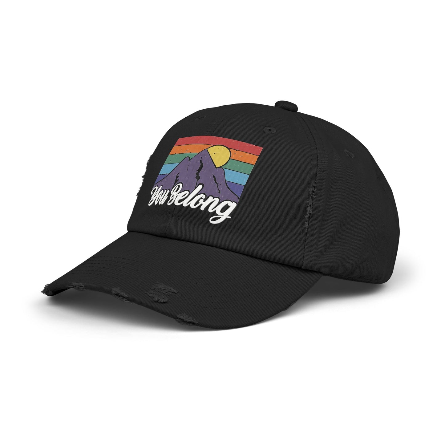 You Belong Distressed Unisex Cap with Vintage Mountain Design