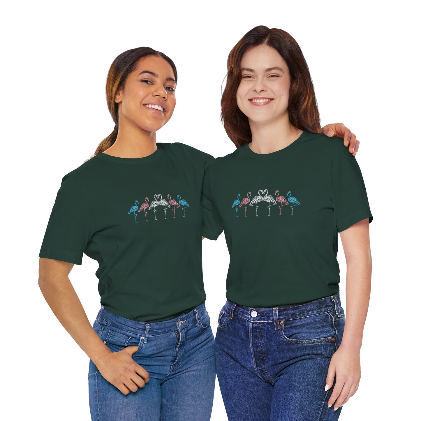 Transgender Pride Floral Flamingos | T-Shirt