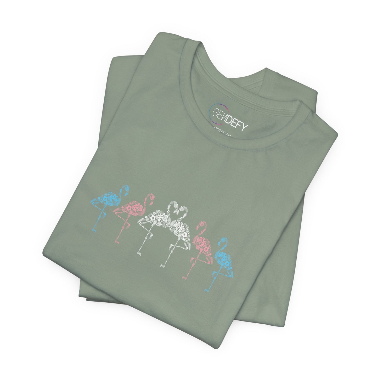 Transgender Pride Floral Flamingos | T-Shirt