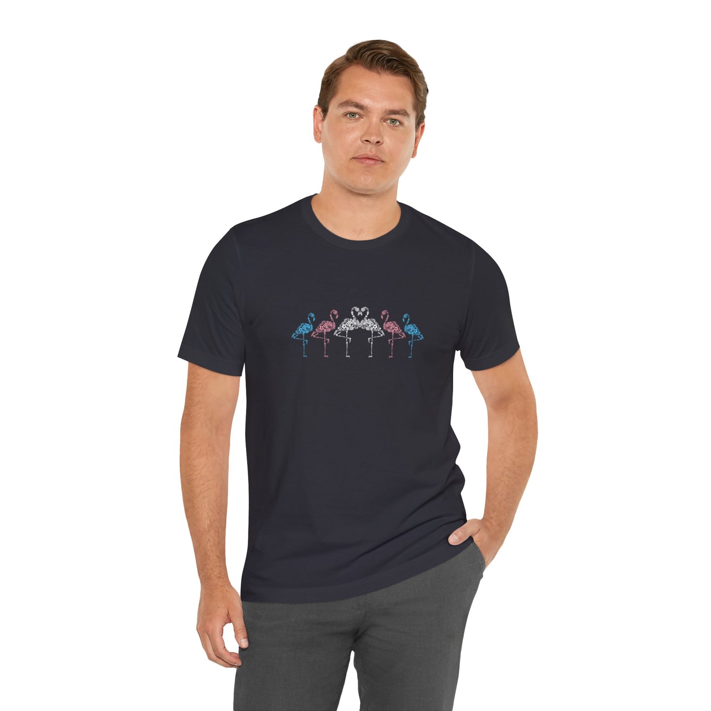 Transgender Pride Floral Flamingos | T-Shirt