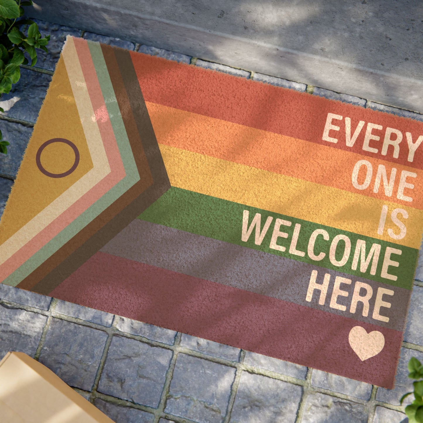 Everyone Is Welcome Here Pride Progress Flag | Doormat