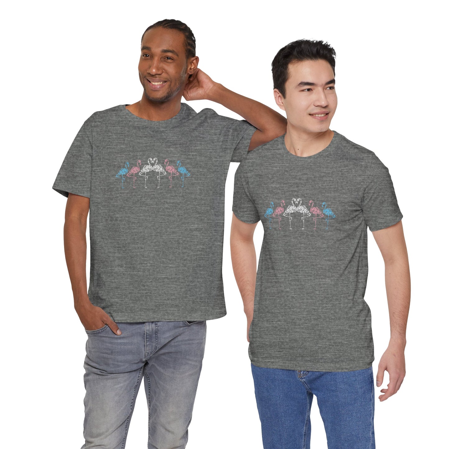 Transgender Pride Floral Flamingos | T-Shirt
