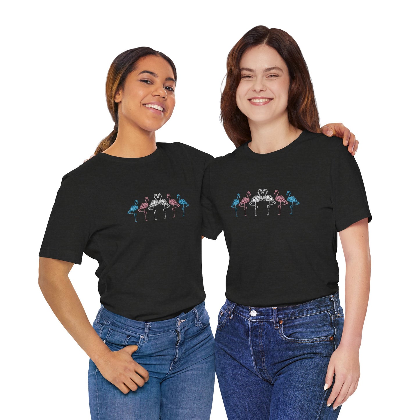 Transgender Pride Floral Flamingos | T-Shirt