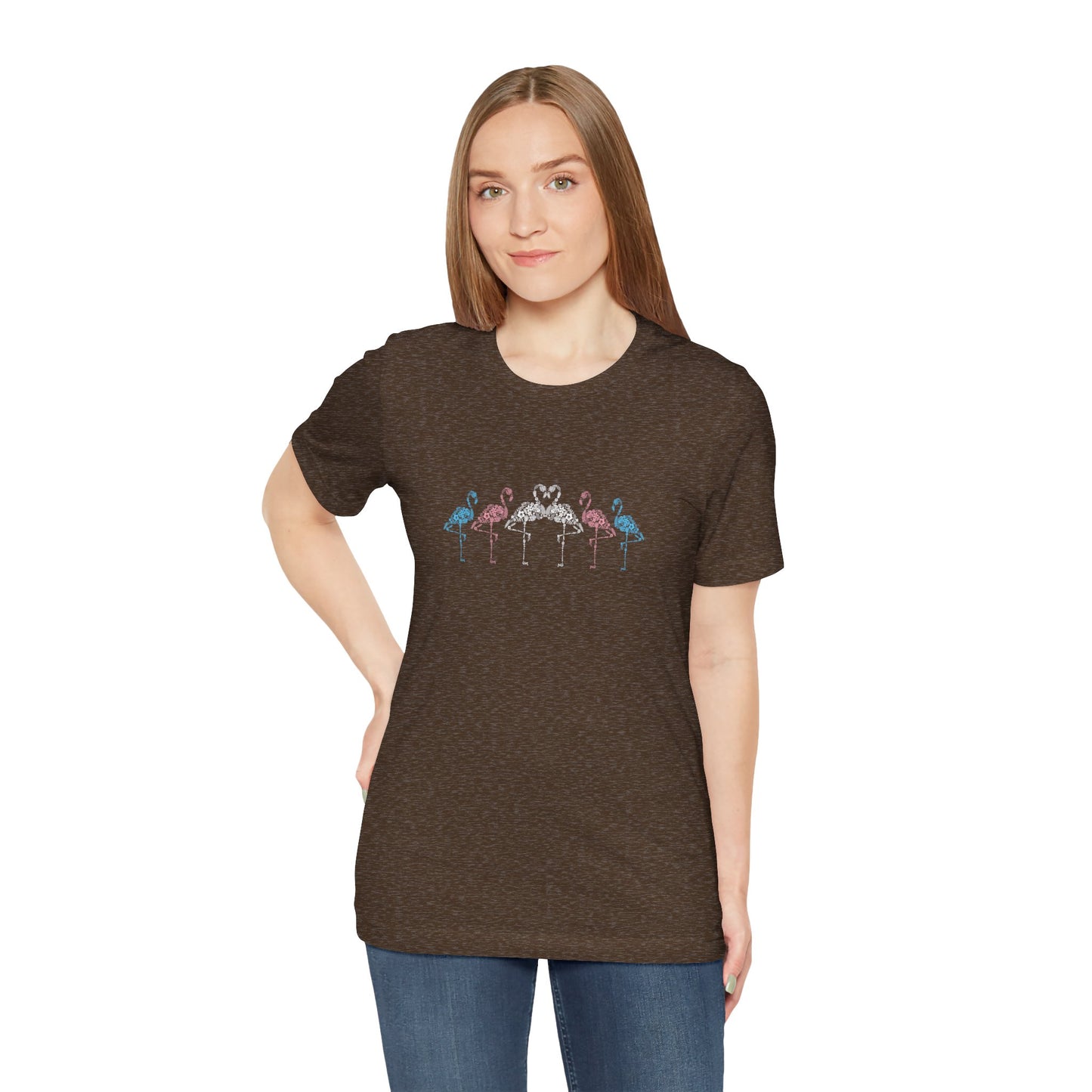 Transgender Pride Floral Flamingos | T-Shirt