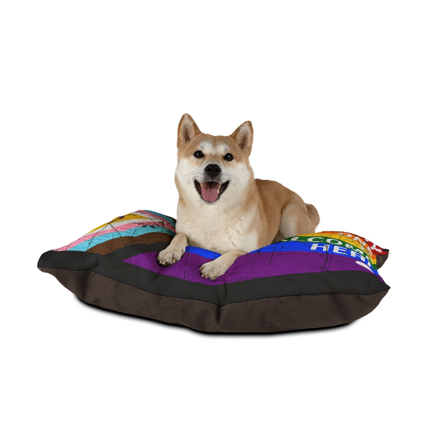 Everyone Is Welcome Here Distressed Pride Flag | Pet Bed