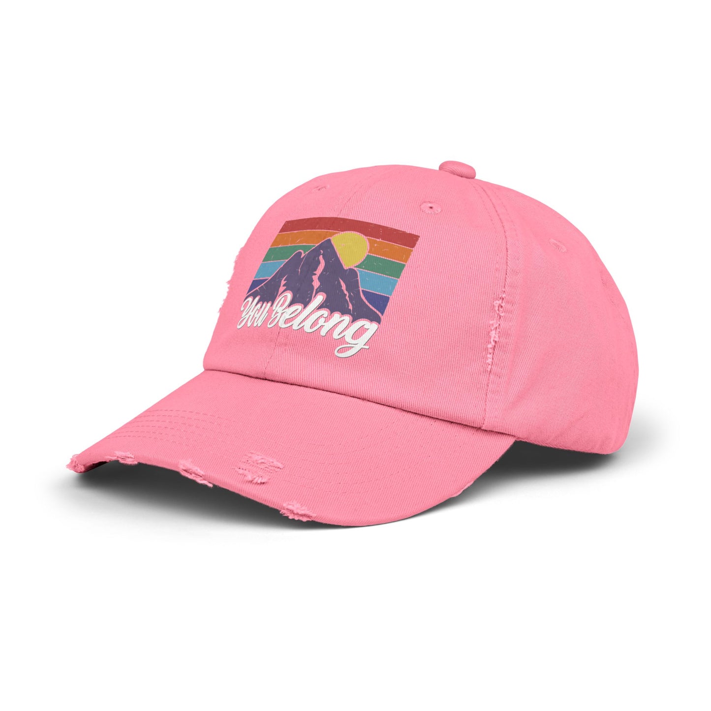 You Belong Distressed Unisex Cap with Vintage Mountain Design