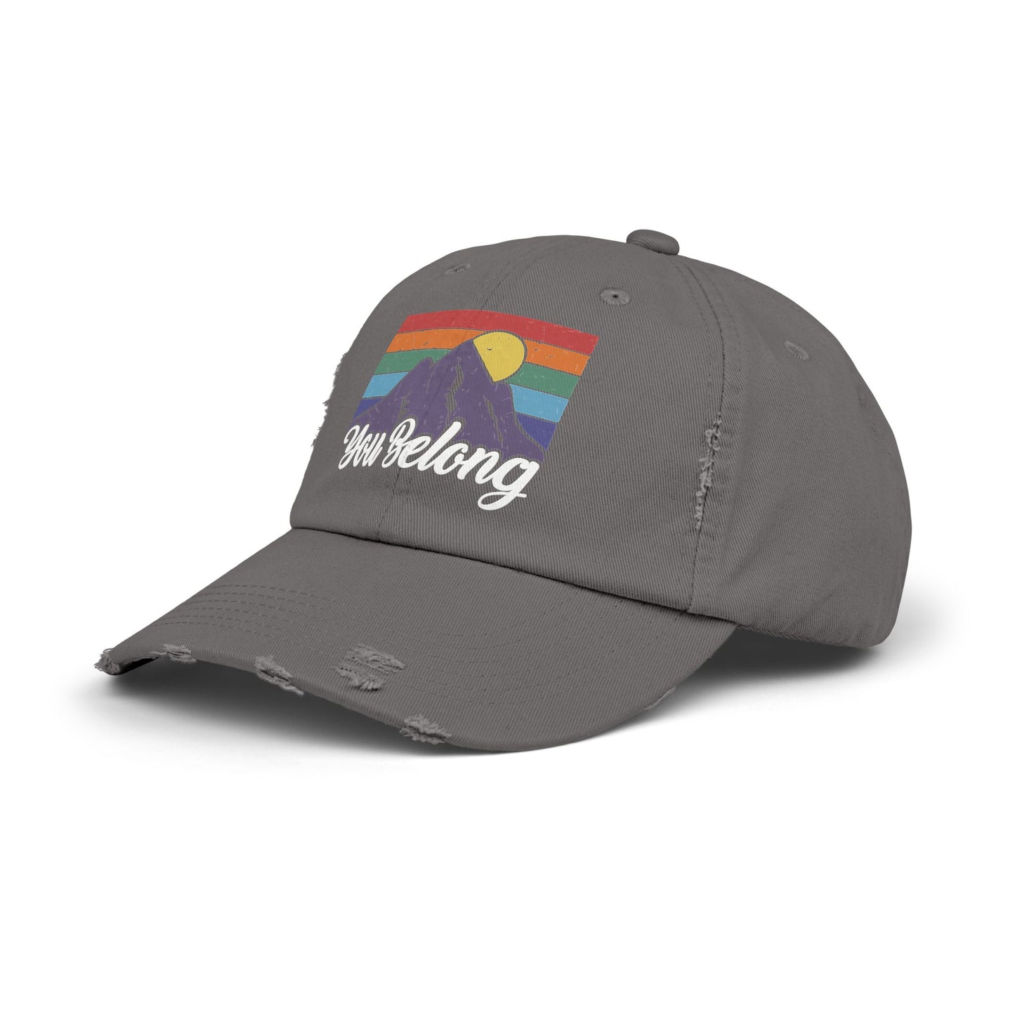You Belong Distressed Unisex Cap with Vintage Mountain Design
