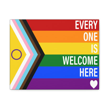 Everyone Is Welcome Here Rainbow Pride Flag | Canvas Wall Art