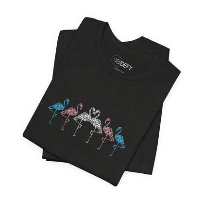 Transgender Pride Floral Flamingos | T-Shirt
