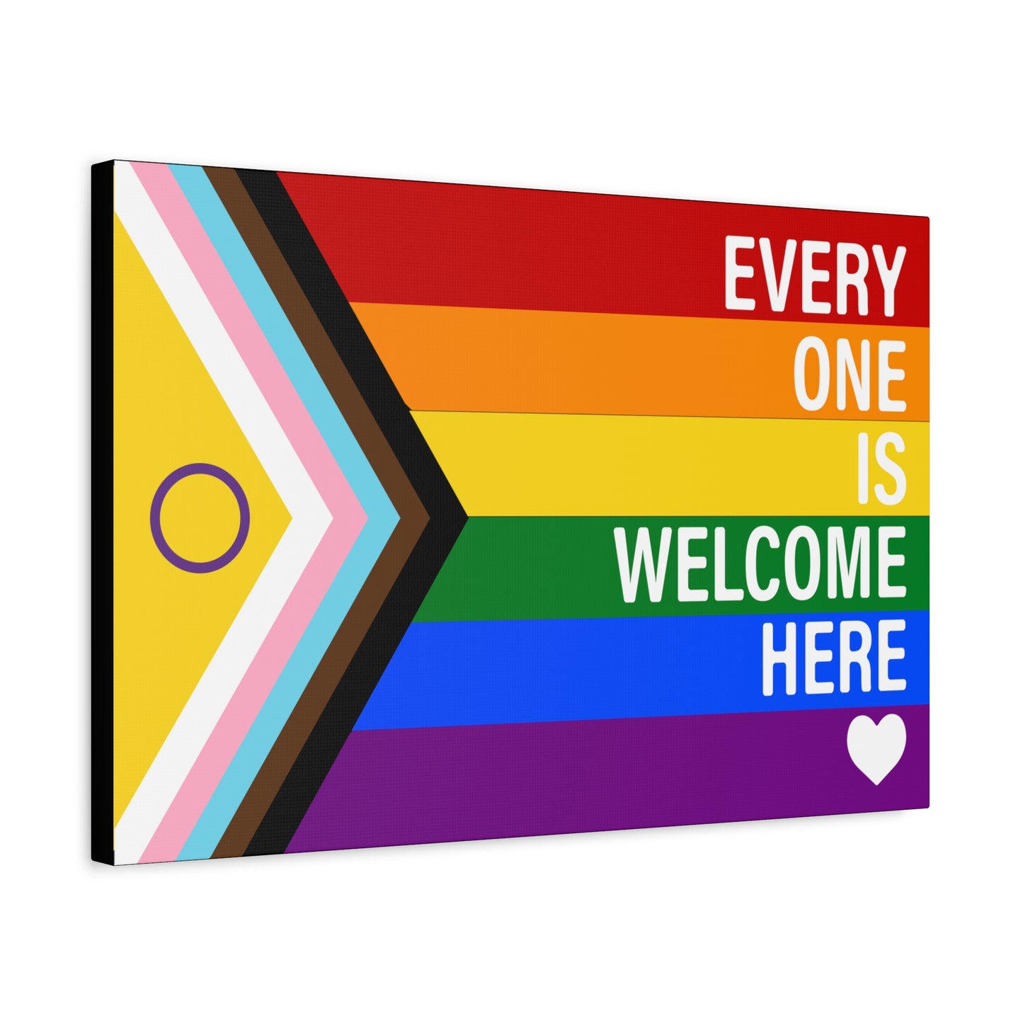 Everyone Is Welcome Here Rainbow Pride Flag | Canvas Wall Art