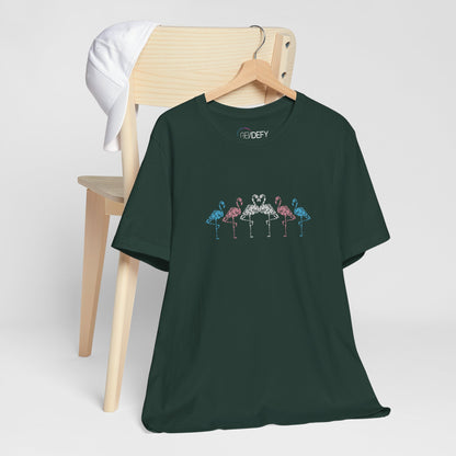 Transgender Pride Floral Flamingos | T-Shirt
