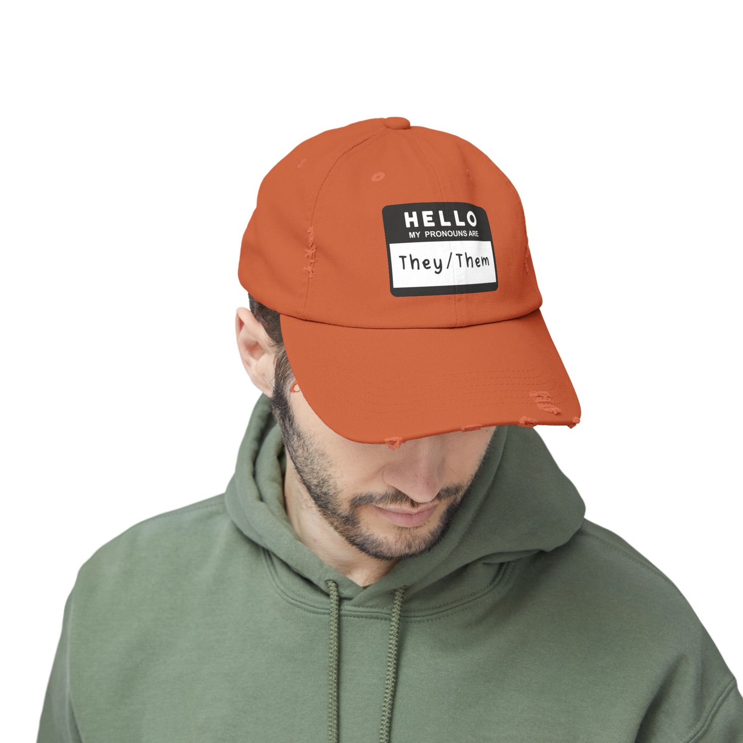 Hello, My Pronouns Are They/Them | Distressed Cotton Twill Hat