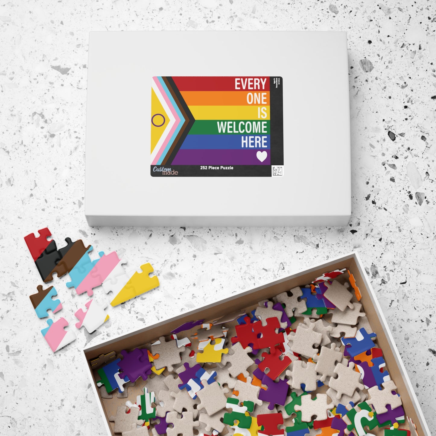 Everyone Is Welcome Here Rainbow Pride Flag | 1014-Piece Puzzle
