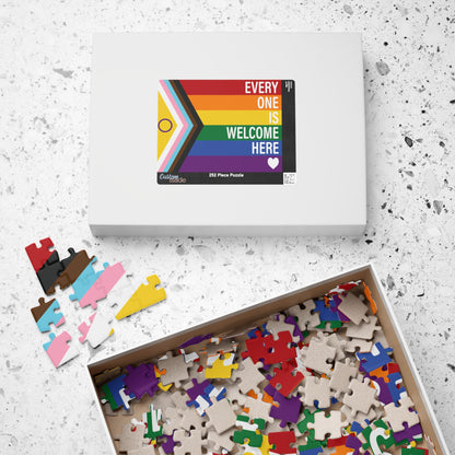 Everyone Is Welcome Here Rainbow Pride Flag | 1014-Piece Puzzle