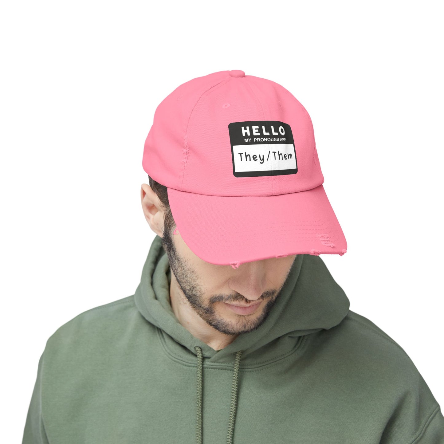 Hello, My Pronouns Are They/Them | Distressed Cotton Twill Hat