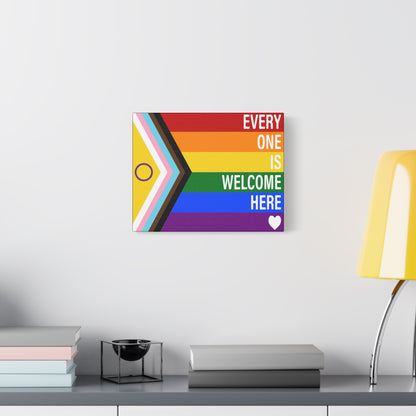 Everyone Is Welcome Here Rainbow Pride Flag | Canvas Wall Art