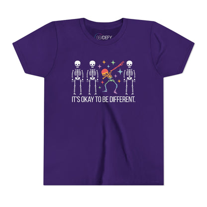 Unique Youth Tee: It's Okay to Be Different, Kids Shirt, Halloween Top, Celebration T-Shirt, Gift for Individuality