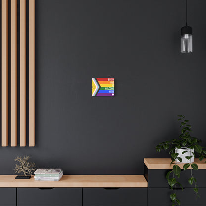 Everyone Is Welcome Here Rainbow Pride Flag | Canvas Wall Art