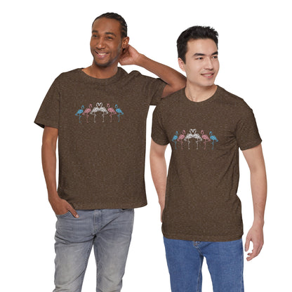 Transgender Pride Floral Flamingos | T-Shirt