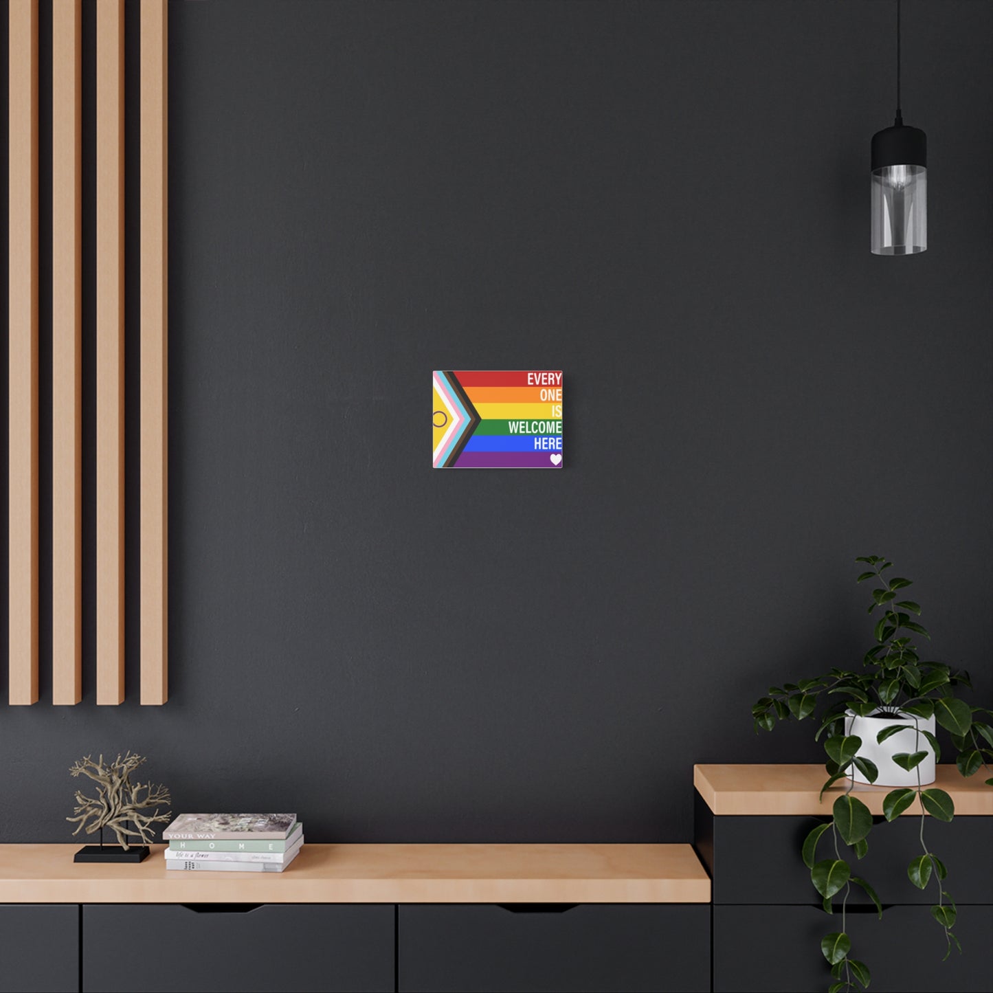 Everyone Is Welcome Here Rainbow Pride Flag | Canvas Wall Art