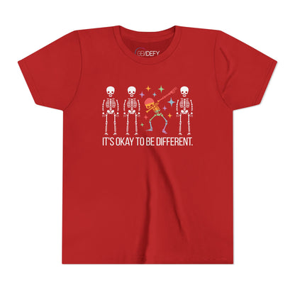 Unique Youth Tee: It's Okay to Be Different, Kids Shirt, Halloween Top, Celebration T-Shirt, Gift for Individuality