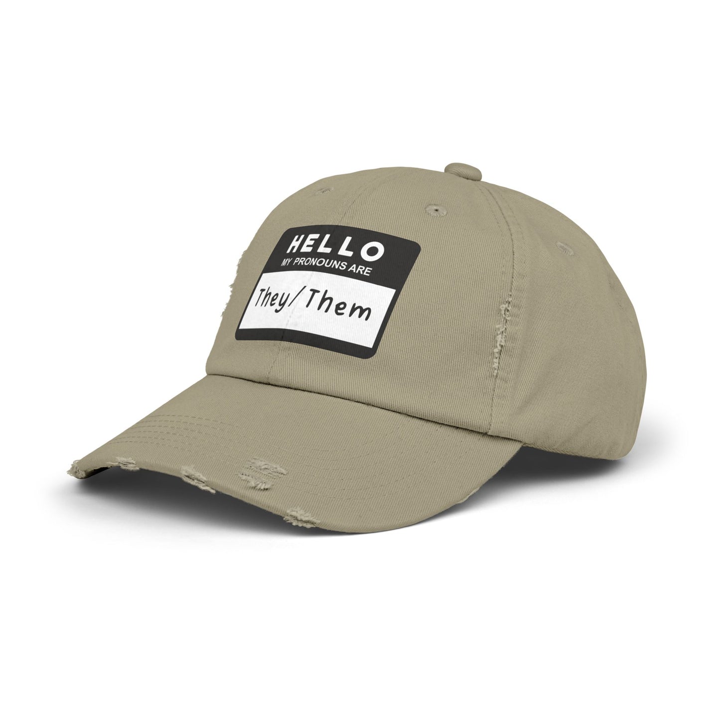 Hello, My Pronouns Are They/Them | Distressed Cotton Twill Hat