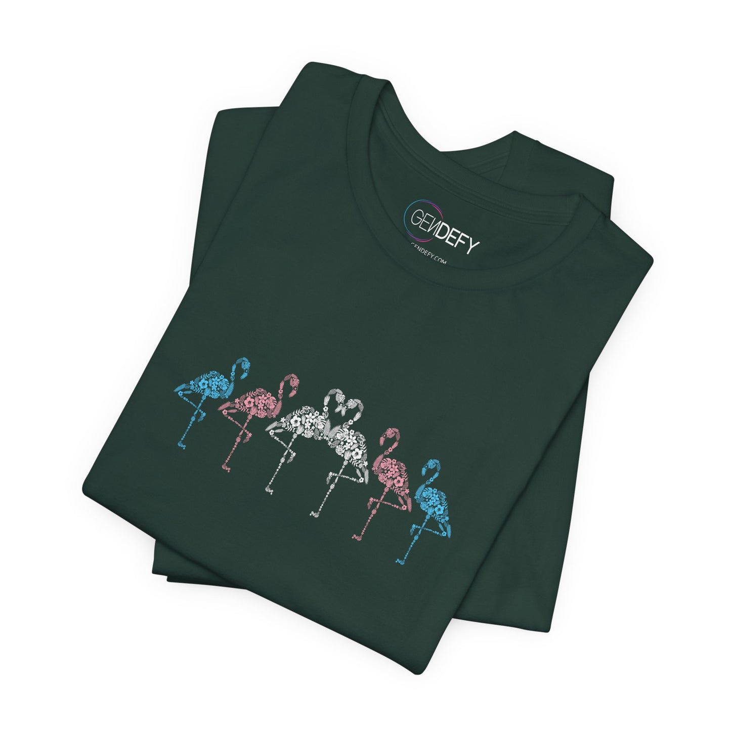 Transgender Pride Floral Flamingos | T-Shirt