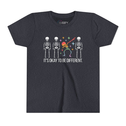 Unique Youth Tee: It's Okay to Be Different, Kids Shirt, Halloween Top, Celebration T-Shirt, Gift for Individuality