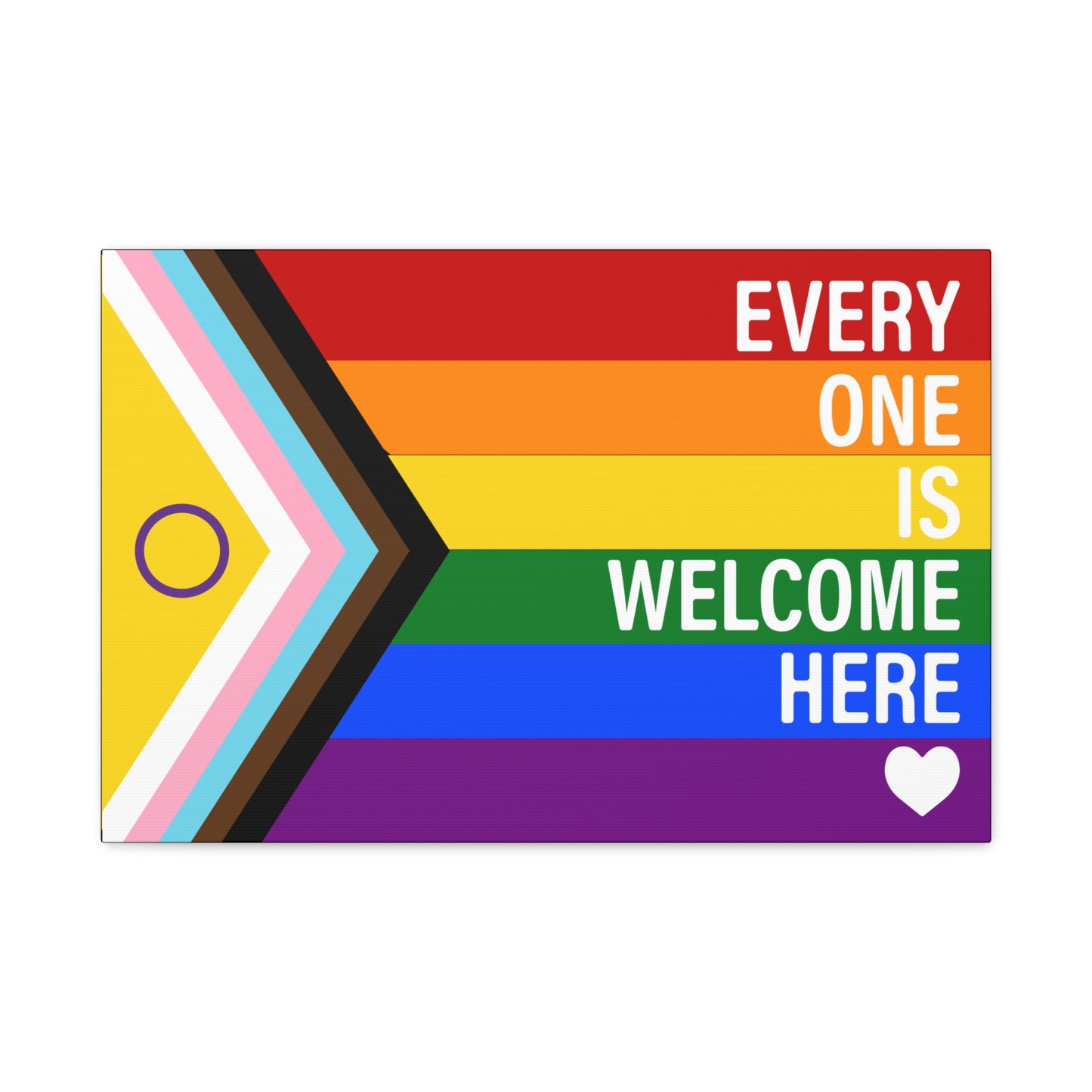 Everyone Is Welcome Here Rainbow Pride Flag | Canvas Wall Art