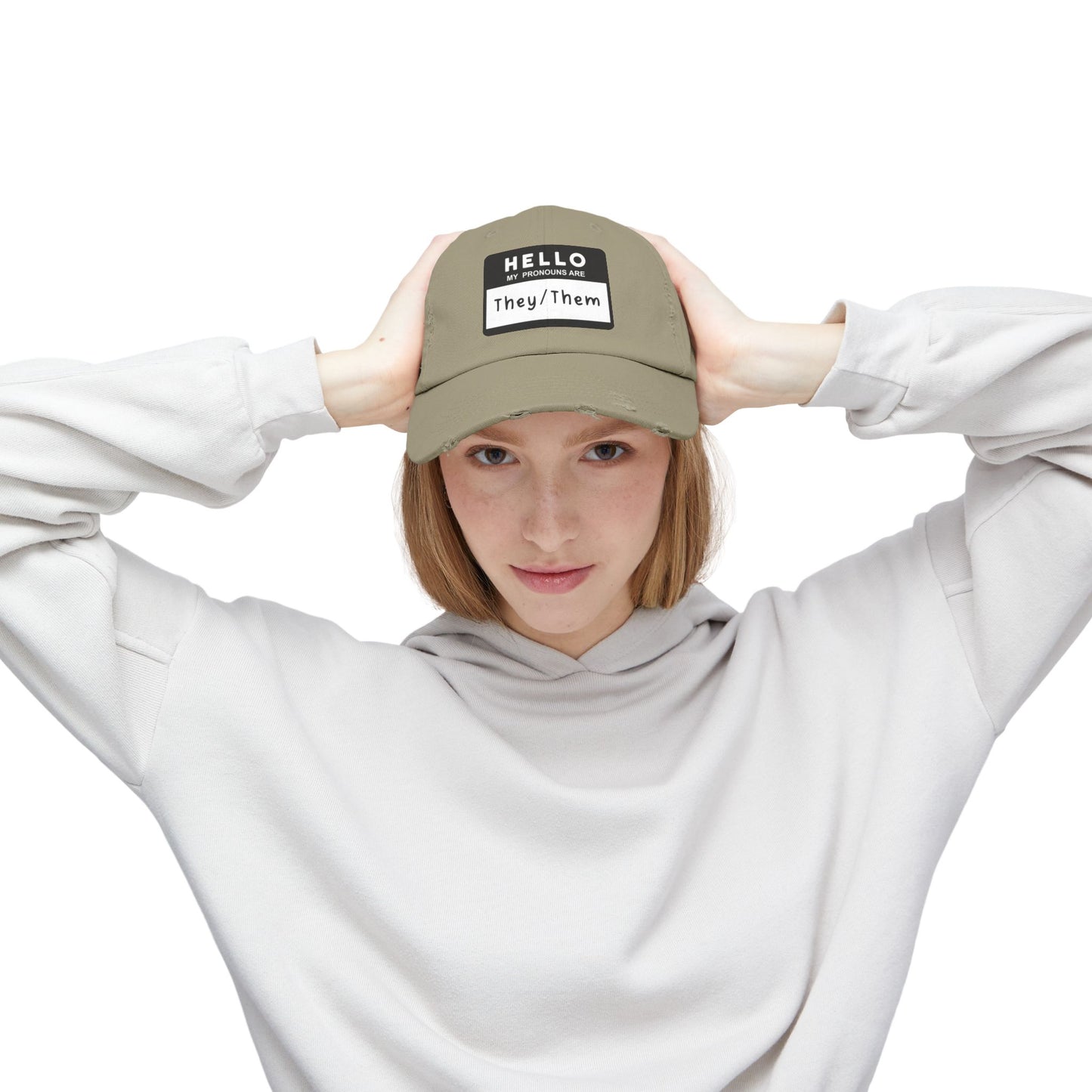 Hello, My Pronouns Are They/Them | Distressed Cotton Twill Hat
