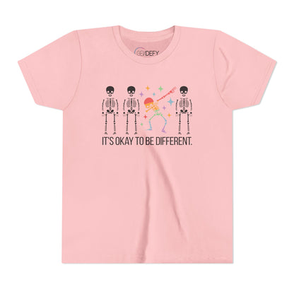 Unique Youth Tee: It's Okay to Be Different, Kids Shirt, Halloween Top, Celebration T-Shirt, Gift for Individuality