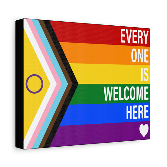Everyone Is Welcome Here Rainbow Pride Flag | Canvas Wall Art