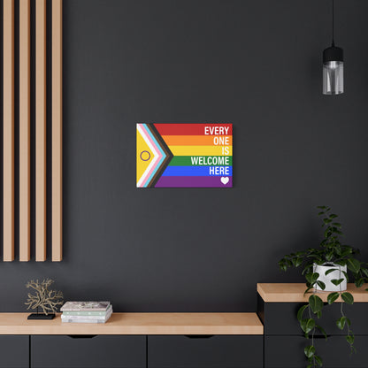 Everyone Is Welcome Here Rainbow Pride Flag | Canvas Wall Art