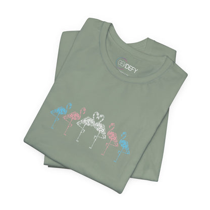 Transgender Pride Floral Flamingos | T-Shirt