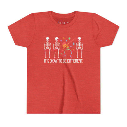 Unique Youth Tee: It's Okay to Be Different, Kids Shirt, Halloween Top, Celebration T-Shirt, Gift for Individuality