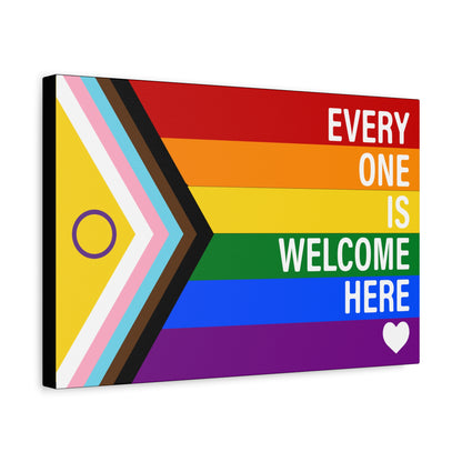 Everyone Is Welcome Here Rainbow Pride Flag | Canvas Wall Art