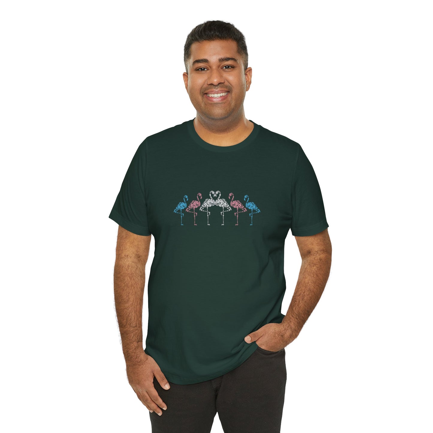 Transgender Pride Floral Flamingos | T-Shirt