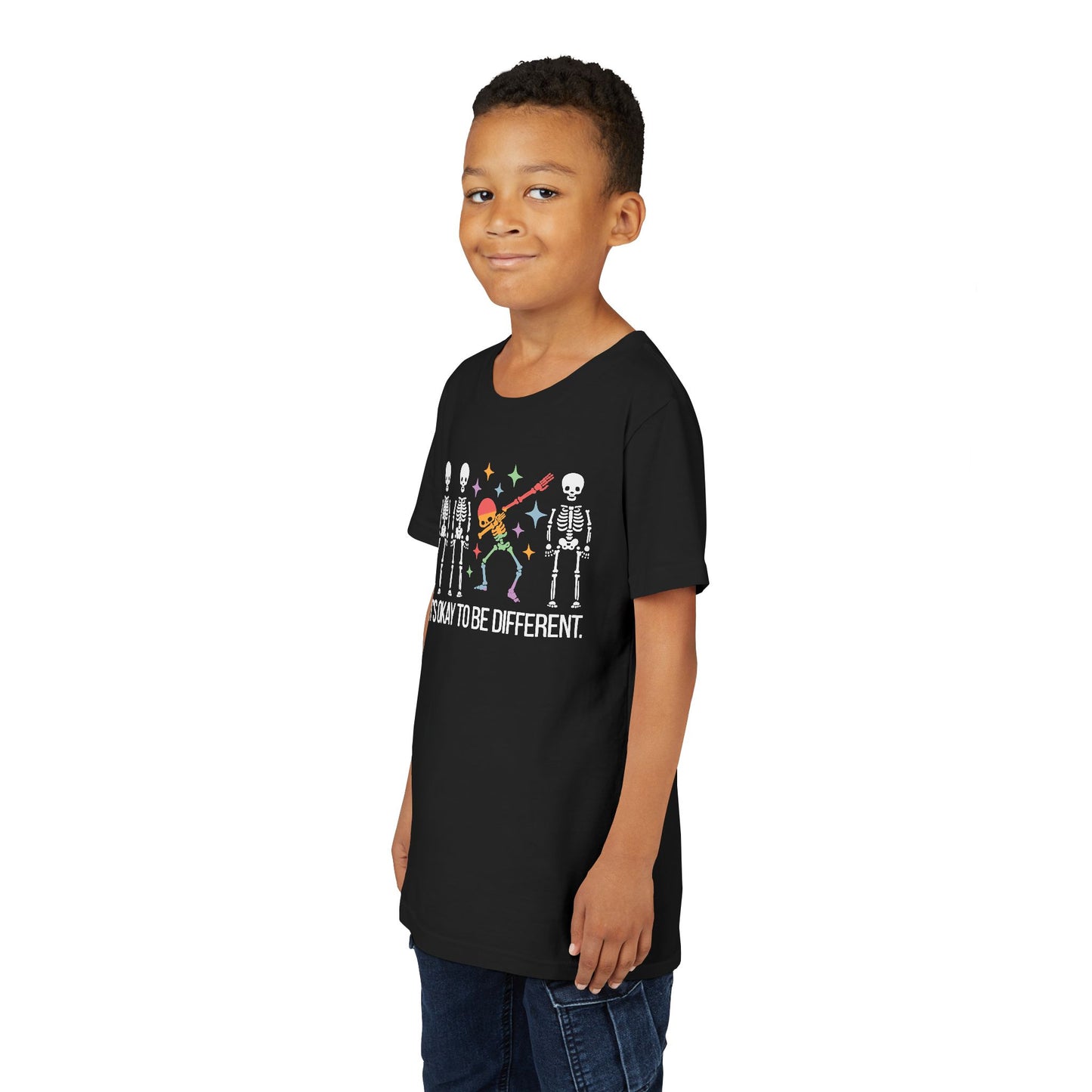 Unique Youth Tee: It's Okay to Be Different, Kids Shirt, Halloween Top, Celebration T-Shirt, Gift for Individuality