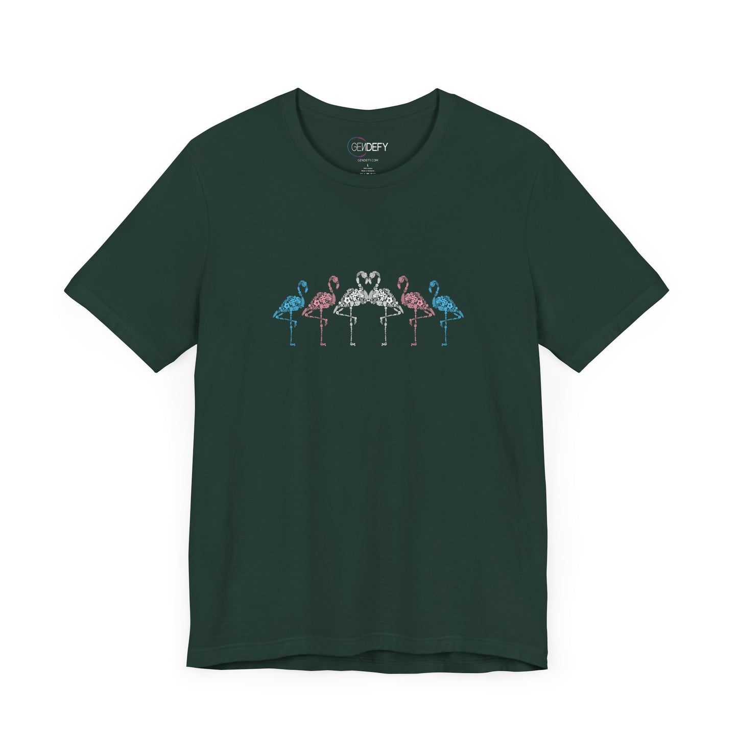 Transgender Pride Floral Flamingos | T-Shirt