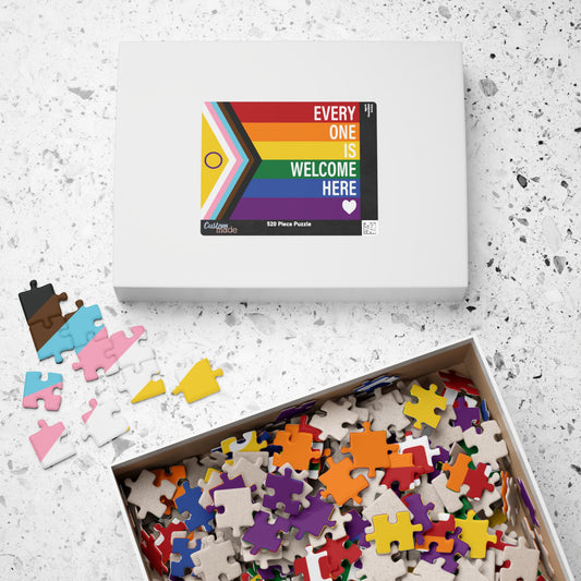 Everyone Is Welcome Here Rainbow Pride Flag | 1014-Piece Puzzle