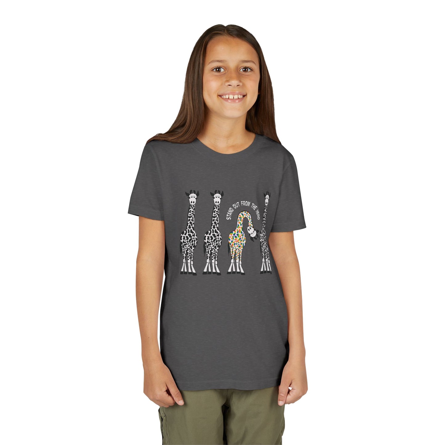 Stand Out From the Herd Rainbow Giraffe | Youth Shirt