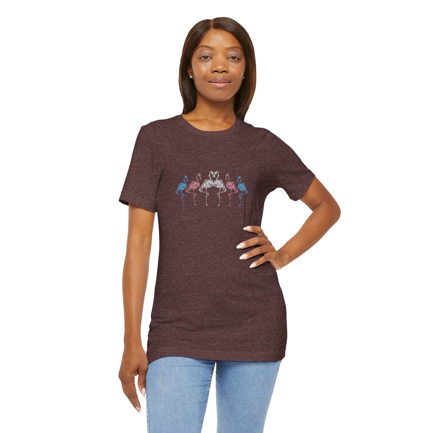 Transgender Pride Floral Flamingos | T-Shirt